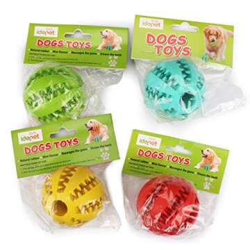 Idepet Dog Toy Ball, Nontoxic Bite Resistant Toy Ball for Pet Dogs Puppy Cat, Dog Pet Food Treat Fee...
