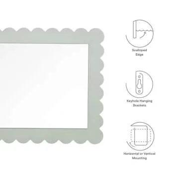 Modway Emmeline Scalloped Rectangle Wall Mirror in Sage - Artistic and Modern Design for Your Home