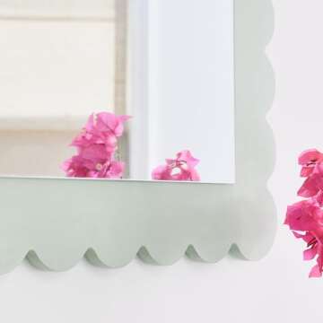Modway Emmeline Scalloped Rectangle Wall Mirror in Sage