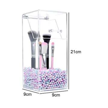 QUUPY Makeup Brush Holder with Lid Clear Acrylic Cosmetic Brush Organiser Storage Box Makeup Brush Container for Vanity Bathroom