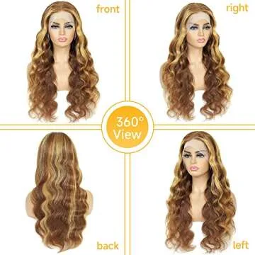 CHNB Glueless Wigs Human Hair Pre Plucked Ombre Highlight Lace Front Wigs Human Hair Wear and go Glueless Wig 4/27 Honey Blonde Body Wave Ready to Wear Wigs Pre Cut Closure Wigs Human Hair 22 Inch