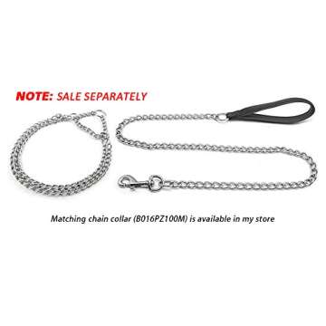 Beirui Premium 4 Foot Chain Heavy Duty Dog Leash - Soft Padded Handle Lead - Perfect Basic Leashes for Large & Medium Size Pets Walking,Traffic Training and Traveling (4.0mm * 4 Foot, Black)