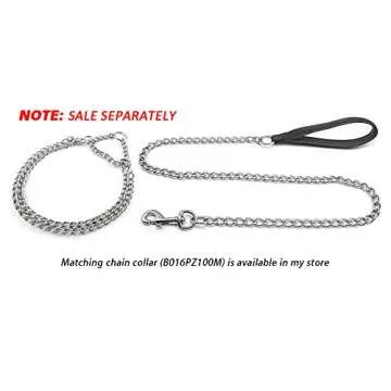 Beirui Premium 4 Foot Chain Heavy Duty Dog Leash - Soft Padded Handle Lead - Perfect Basic Leashes for Large & Medium Size Pets Walking,Traffic Training and Traveling (4.0mm * 4 Foot, Black)