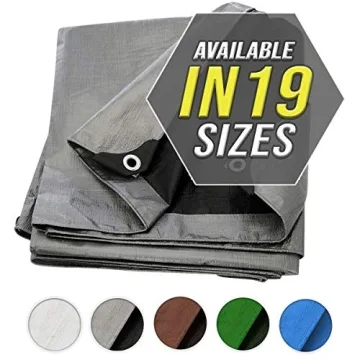 Heavy Duty Tarp Cover - Waterproof Silver/Black Material for Multiple Uses