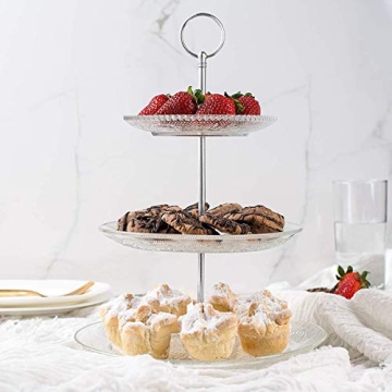 Elegant Bekith 3-Tier Glass Round Cake Stand for Events