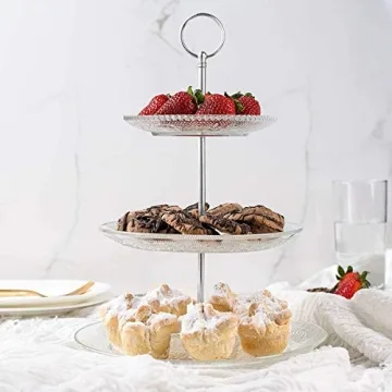 Elegant Bekith 3-Tier Glass Round Cake Stand for Events