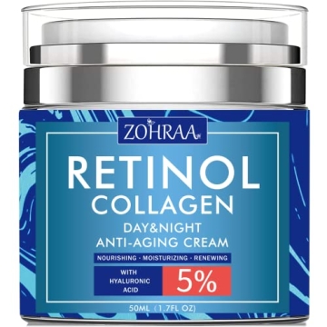 Retinol Cream for Face - Facial Moisturizer with Collagen and Hyaluronic Acid, Anti-Wrinkle Reduce F...