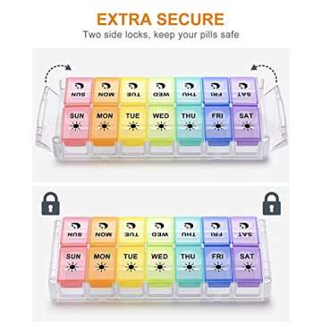 Fullicon Pill Organizer Large Capacity Weekly AM PM Box