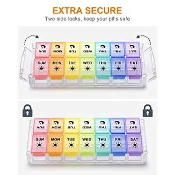 Fullicon Pill Organizer Large Capacity Weekly AM PM Box