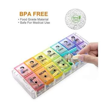 Fullicon Pill Organizer Large Capacity Weekly AM PM Box