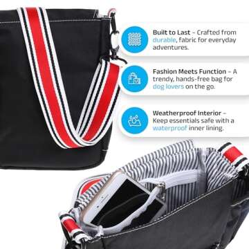 DOOG Shoulder Bag - Black Medium - Ideal for Dog Owners on the Go