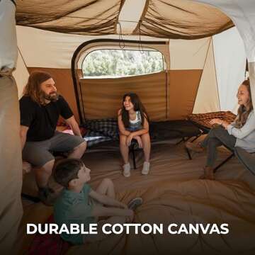 TETON Sports Mesa 10 Canvas Tent; 6 Person Family Camping Tent, Room with a View