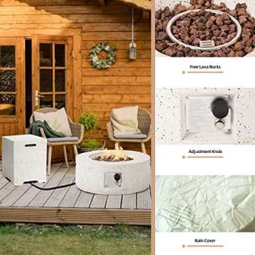 HOMPUS 28-inch Propane Fire Pit Table for Outdoor Use