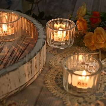 TRIRITE 36pcs Clear Glass Votive Candle Holder, Tea Lights Candle Holders for Votives & Tea Lights&Floating Candles, Candle Holder for Birthday Parties Home Table Decoration(Clear, 36)