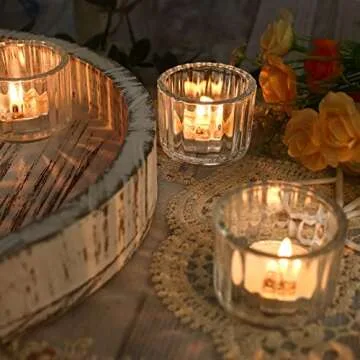 TRIRITE 36pcs Clear Glass Votive Candle Holder, Tea Lights Candle Holders for Votives & Tea Lights&Floating Candles, Candle Holder for Birthday Parties Home Table Decoration(Clear, 36)