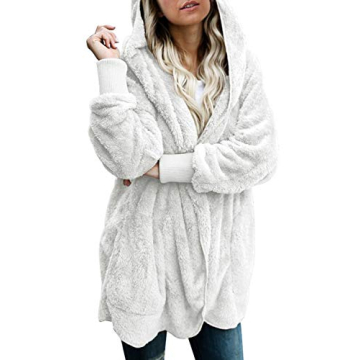 Dokotoo Women's Cozy Open Front Fleece Cardigan with Pockets
