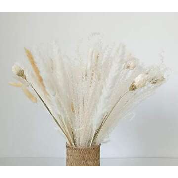 GHY Decor Dried Flowers Bouquet Dried Pampas Grass Bouquet White Flower Arrangements Home Decor