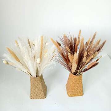 GHY Decor Dried Flowers Bouquet Dried Pampas Grass Bouquet White Flower Arrangements Home Decor