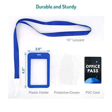 Fun-Plus Hall Pass Lanyards Unbreakable Plastic School Passes Set for Teachers and Classroom Supplie...