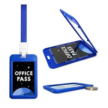 Fun-Plus Hall Pass Lanyards Unbreakable Plastic School Passes Set for Teachers and Classroom Supplies Including Hall Passes of Nurse, Restroom, Library, Office(6 Pack)