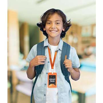 Fun-Plus Hall Pass Lanyards Unbreakable Plastic School Passes Set for Teachers and Classroom Supplies Including Hall Passes of Nurse, Restroom, Library, Office(6 Pack)