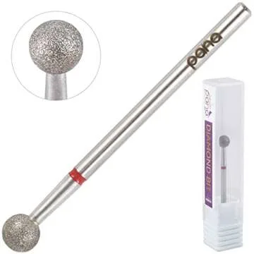 PANA 3/32” Diamond Nail Drill Bit (Fine Grit) - Professional Cuticle Nail Drill Bits for Acrylic Gel Nails Dry Manicure Pedicure Shape Remove Tools (Ball Bit, Style 06)