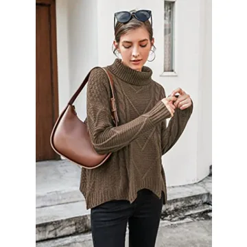 Beyove Oversized Batwing Turtleneck Sweater for Women