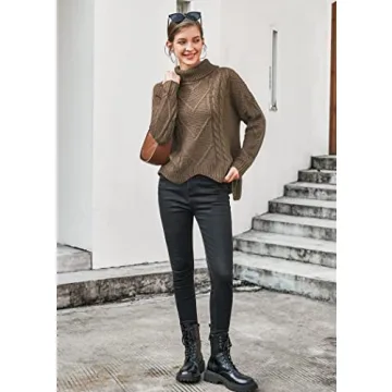 Beyove Oversized Batwing Turtleneck Sweater for Women