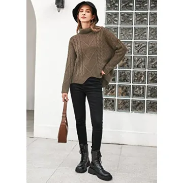 Beyove Oversized Batwing Turtleneck Sweater for Women