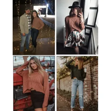 Beyove Oversized Batwing Turtleneck Sweater for Women