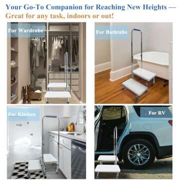 Aliseniors Step Stool with Handle and Non-Skid Platform, Heavy Duty 2 Steps Medical Foot Stool for A...
