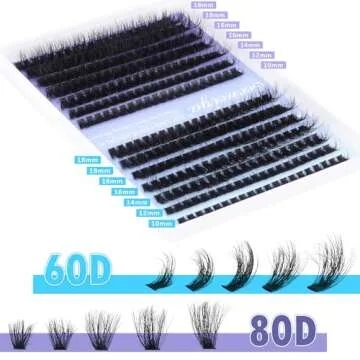Geeneiya Fluffy Lash Extension Kit Cluster Eyelash Extension Kit Clusters Individual Lashes Kit with Lash Bond and Seal Glue, Lash Remover, Lash Applicator, User Manual for Beginners(60P+80P, 280Pcs)