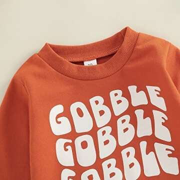 MoZiKQin Baby Girl Boy Thanksgiving Outfit Gobble Crewneck Sweatshirt Long Sleeve Pullover Sweater Cute Fall Clothes (Gobble-Dark Orange,2-3T)