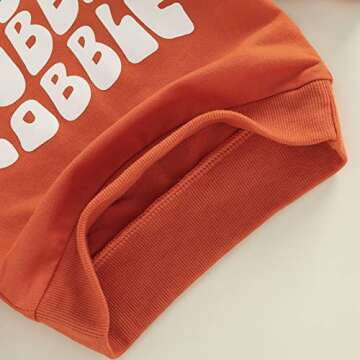 MoZiKQin Baby Girl Boy Thanksgiving Outfit Gobble Crewneck Sweatshirt Long Sleeve Pullover Sweater Cute Fall Clothes (Gobble-Dark Orange,2-3T)