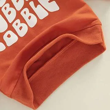 MoZiKQin Baby Girl Boy Thanksgiving Outfit Gobble Crewneck Sweatshirt Long Sleeve Pullover Sweater Cute Fall Clothes (Gobble-Dark Orange,2-3T)