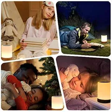 ROYFACC Night Light Touch Sensor Lamp Bedside Table Lamp for Kids Bedroom Rechargeable Dimmable Warm White Light and RGB Color Changing