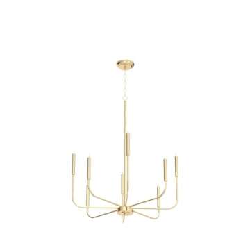 LALUZ Modern Gold Chandelier Light Fixture, 8 Lights Dinning Room Chandelier for Bedroom, Living Room, Kitchen, Foyer, Entryway