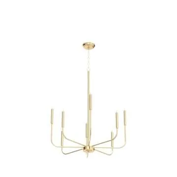 LALUZ Modern Gold Chandelier Light Fixture, 8 Lights Dinning Room Chandelier for Bedroom, Living Room, Kitchen, Foyer, Entryway