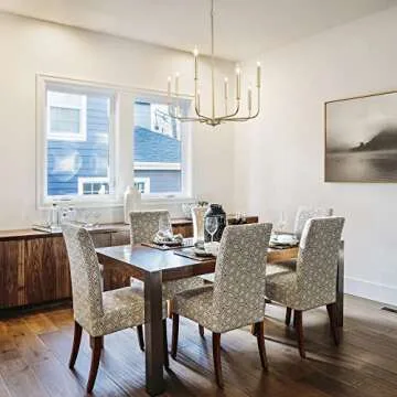 LALUZ Modern Gold Chandelier Light Fixture, 8 Lights Dinning Room Chandelier for Bedroom, Living Room, Kitchen, Foyer, Entryway