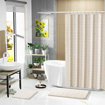 Yimobra Memory Foam Bath Mat Large Size, 31.5 x 19.8, Super Soft Non-Slip Bathroom Rug, Water Absorption, Machine Wash, Thick, Comfortable, Easier to Dry for Bathroom Mat, Tub and Shower, Cream