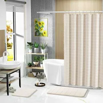 Yimobra Memory Foam Bath Mat Large Size, 31.5 x 19.8, Super Soft Non-Slip Bathroom Rug, Water Absorption, Machine Wash, Thick, Comfortable, Easier to Dry for Bathroom Mat, Tub and Shower, Cream