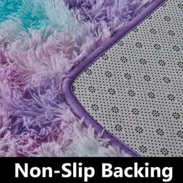 TABAYON Shag Area Rug, 4'x6' Tie-Dyed Light Purple Indoor Ultra Soft Plush Rugs for Living Room, Non-Skid Modern Nursery Faux Fur Rugs for Kids Room Home Decor