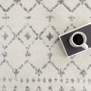 nuLOOM 8x10 Moroccan Blythe Area Rug, Grey, Faded Bohemian Design, Stain Resistant, For Bedroom, Dining Room, Living Room, Hallway, Office, Kitchen, Entryway