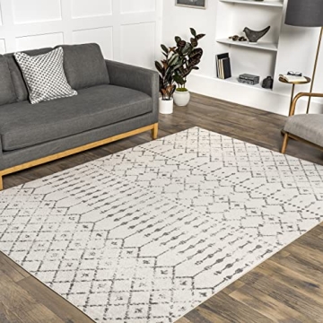nuLOOM 8x10 Moroccan Blythe Area Rug, Grey, Faded Bohemian Design, Stain Resistant, For Bedroom, Dining Room, Living Room, Hallway, Office, Kitchen, Entryway
