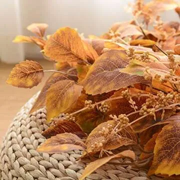 YNYLCHMX Artificial Wreaths for Front Door,18 Inch Golden Leaves Eucalyptus Wreath, Modern Farmhouse Wreath for Porch Decor, Front Door Hanging Window&Wall Decoration, Autumn Garland