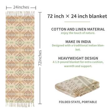 Nuveti Cotton Yoga Mat - Absorbent, Grippy Tight Weave, Ashtanga & Hot Yoga Rug, Helps with Slippery Hands & Feet