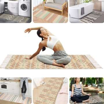 Nuveti Cotton Yoga Mat - Absorbent, Grippy Tight Weave, Ashtanga & Hot Yoga Rug, Helps with Slippery Hands & Feet