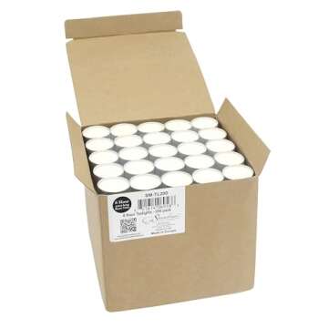 Stonebriar 200 Count White Unscented Smokeless Long Burning Tea Light Candles with 6-7 Hour Burn Tim...