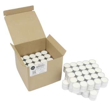 Stonebriar 200 Count White Unscented Smokeless Long Burning Tea Light Candles with 6-7 Hour Burn Time
