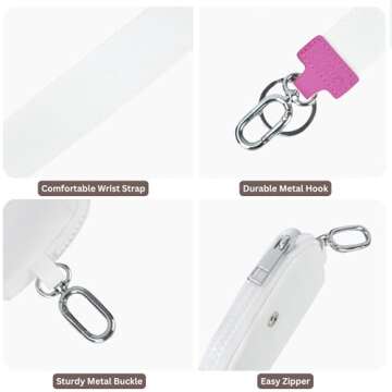 NGIL Dual Keychain Pouch Wristlet, Detachable Portable Wallet Mini Coin Purse for Women Dual Mini Wallet Coin Pocket Keychain (Dual Pouch, Hot Pink/White)